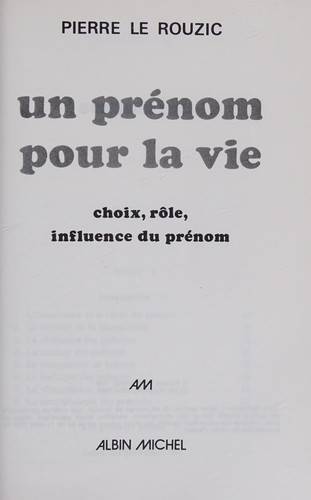 Couverture du livre Un Prénom pour la vie de Pierre Le Rouzic