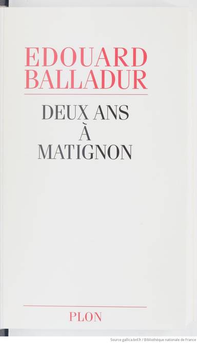 Couverture du livre Deux ans à Matignon de Edouard Balladur