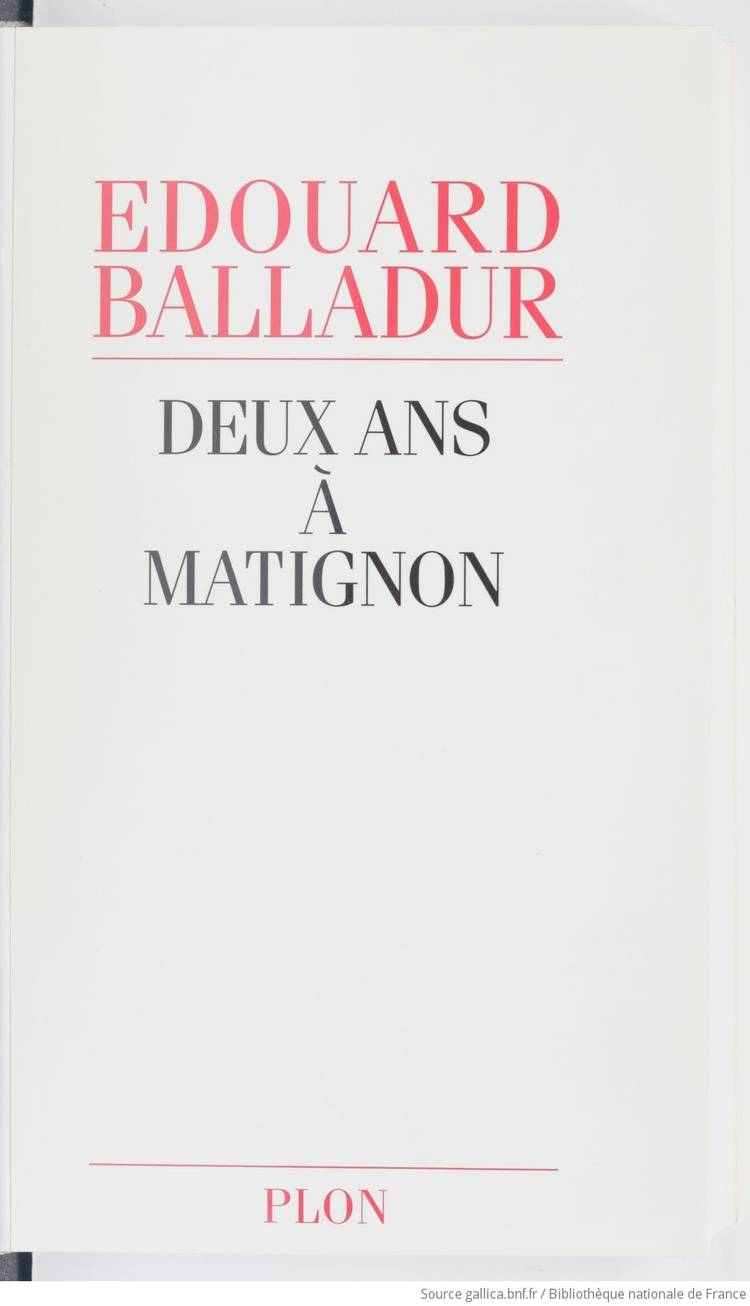 Couverture du livre Deux ans à Matignon de Edouard Balladur