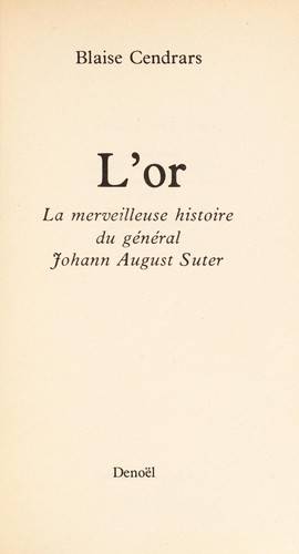 Couverture du livre L'or de Blaise Cendrars