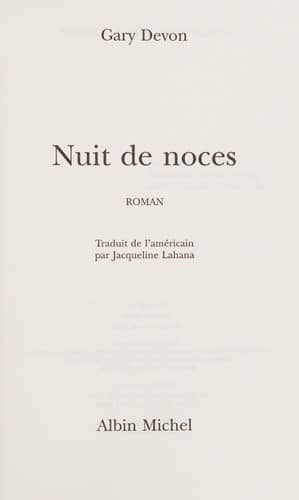 Couverture du livre Nuit de noces de Gary Devon