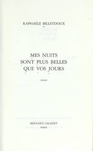 Couverture du livre Mes nuits sont plus belles que vos jours de Marie Billetdoux